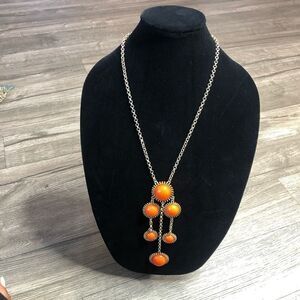 2/$20 Orange and gold bauble necklace